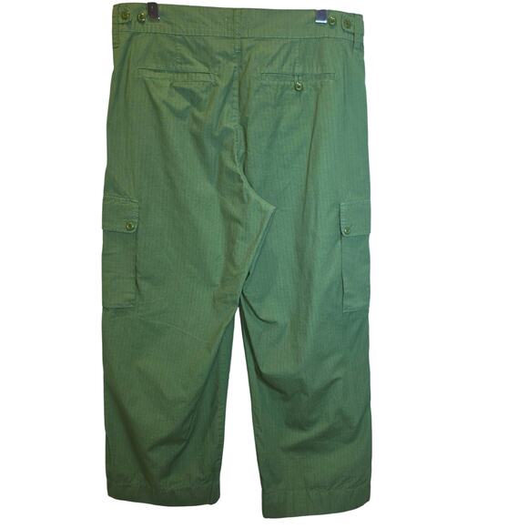 J. Crew Cargo Pants Ripstop Cotton Sz 31 12 Green Straight Leg Crop High Rise - Picture 2 of 15
